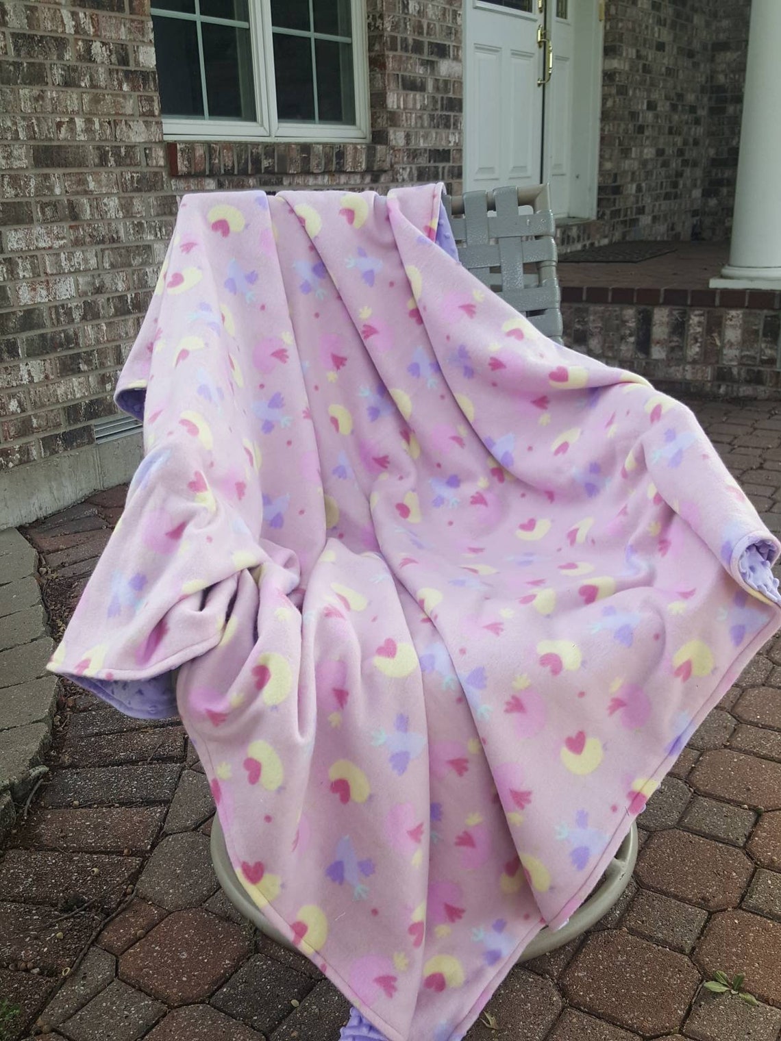 Mauve Fleece Blanket Hand Sewn 58 X 51 Christmas Etsy