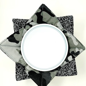 Handmade Camo Microwave Bowl Cozy: Reversible Cotton Potholder