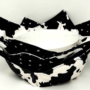 Handmade Cow Spots Bowl Cozy: Reversible Microwave Potholder