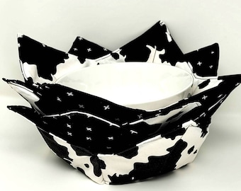 Special Offer Cow spots Microwave Bowl Cozy -  free shipping eligible - handmade - christmas - hostess - bowl cozy - farm theme - kitchen