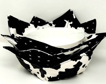 Special Offer Cow spots Microwave Bowl Cozy -  free shipping eligible - handmade - christmas - hostess - bowl cozy - farm theme - kitchen