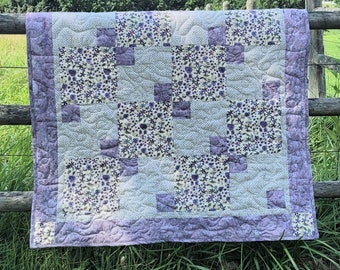 Purple Garden Path Quilt - 60 X 44  - Throw - crib - lap quilt - Christmas - Birthday - free shipping