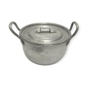 Vintage Aluminium-Kochtopf, 1,2 l, sowjetischer kleiner Metallkochtopf mit Deckel, Retro-Küchenutensil aus Aluminium