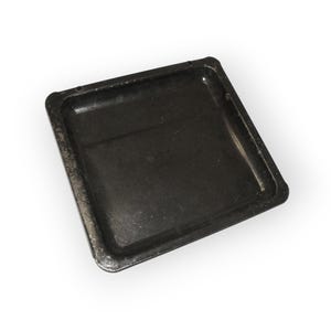 Vintage enameled baking tray, small black metal enamel baking pan, 60-s baking sheet, retro shabby cook ware