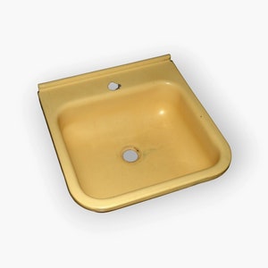 Vintage yellow sink, retro metal shabby enameled sink, farmhouse enamel sink, outdoor sink, 70s enameled basin, vintage bathroom