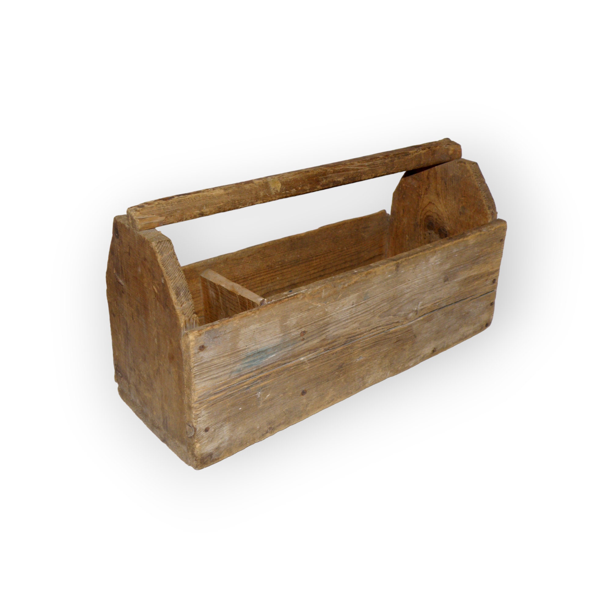 36 inch Large Wooden Wood Carpenter Tool Box Carrier Caddy Open w Handle  Planter