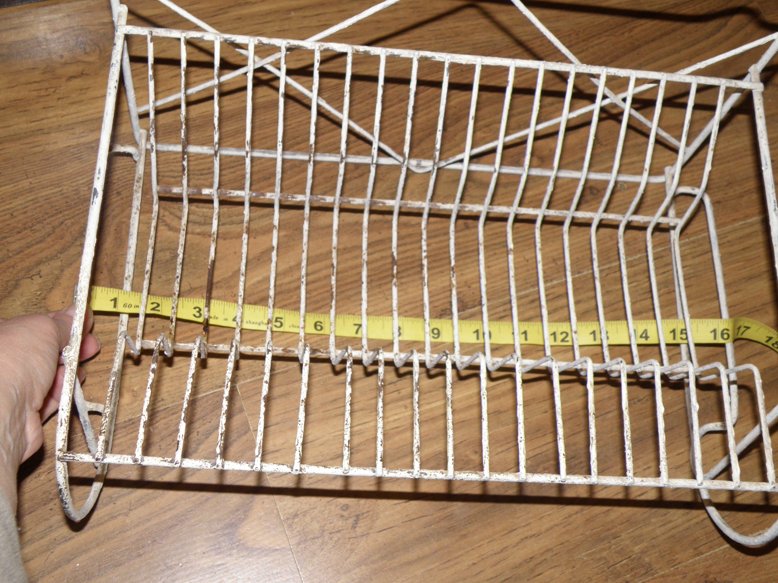 Vintage White Dish Wire Dryer Rack, Desktop or Wall Hanging Metal ...