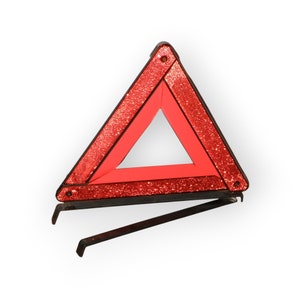 Vintage Red Stop Sign Emergency Automobile, Soviet folding emergency sign, Retro light reflecting stop sign Made in USSR