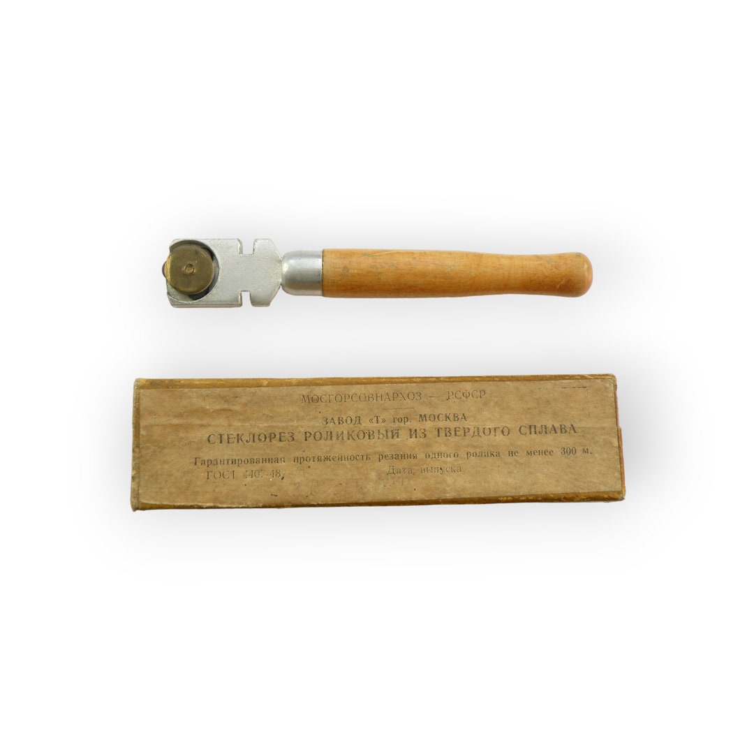 Vintage Glass Cutter With Box and Manual, Soviet Glass Cutter With Carbide Wheel, Old Roller