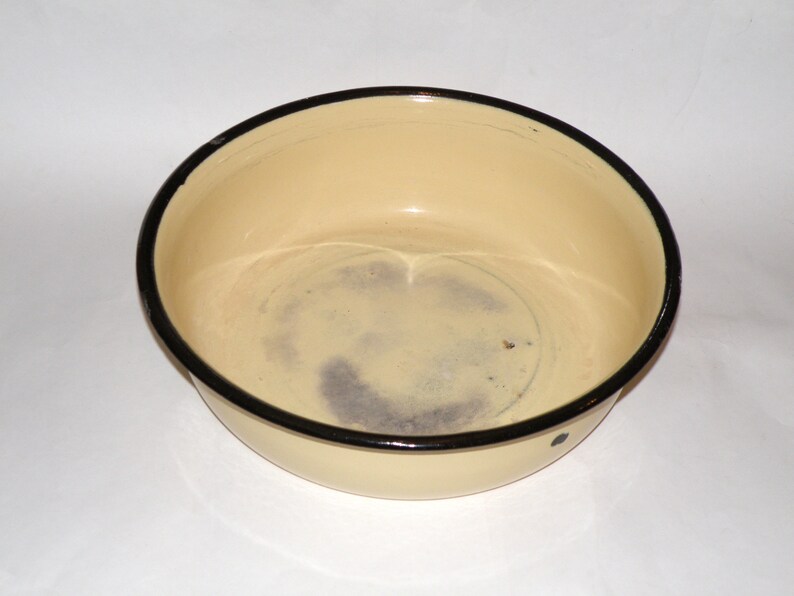 Emaille Becken 14 Schale gelb emailliert Vintage große Emaille Becken