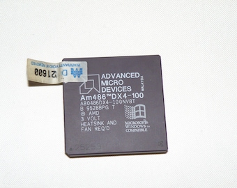 AMD Am486 DX4-100 A80486DX4-100NV8T, Vintage processor Ceramic gold CPU 100MHz, Collectible electronics device