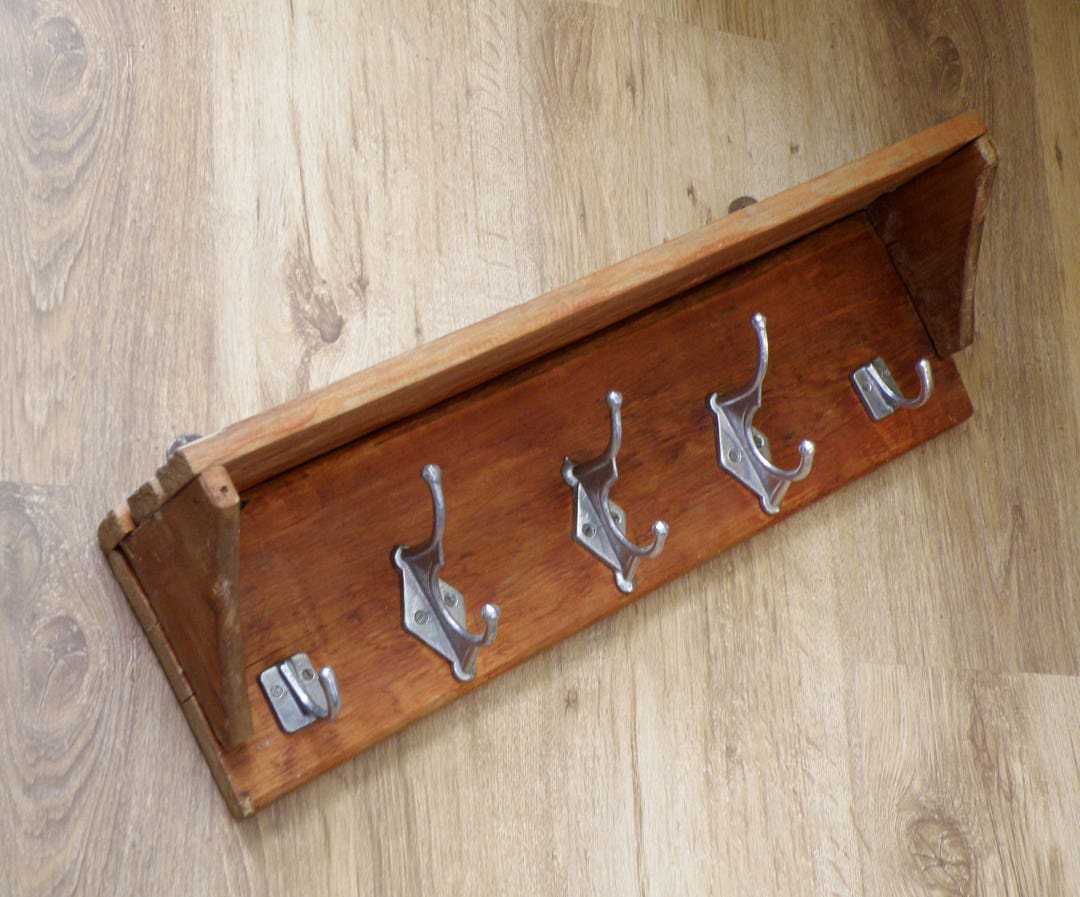 Vintage Wall Rack, Wall Hanger Wooden Coat Hat Rack, Primitive Wood