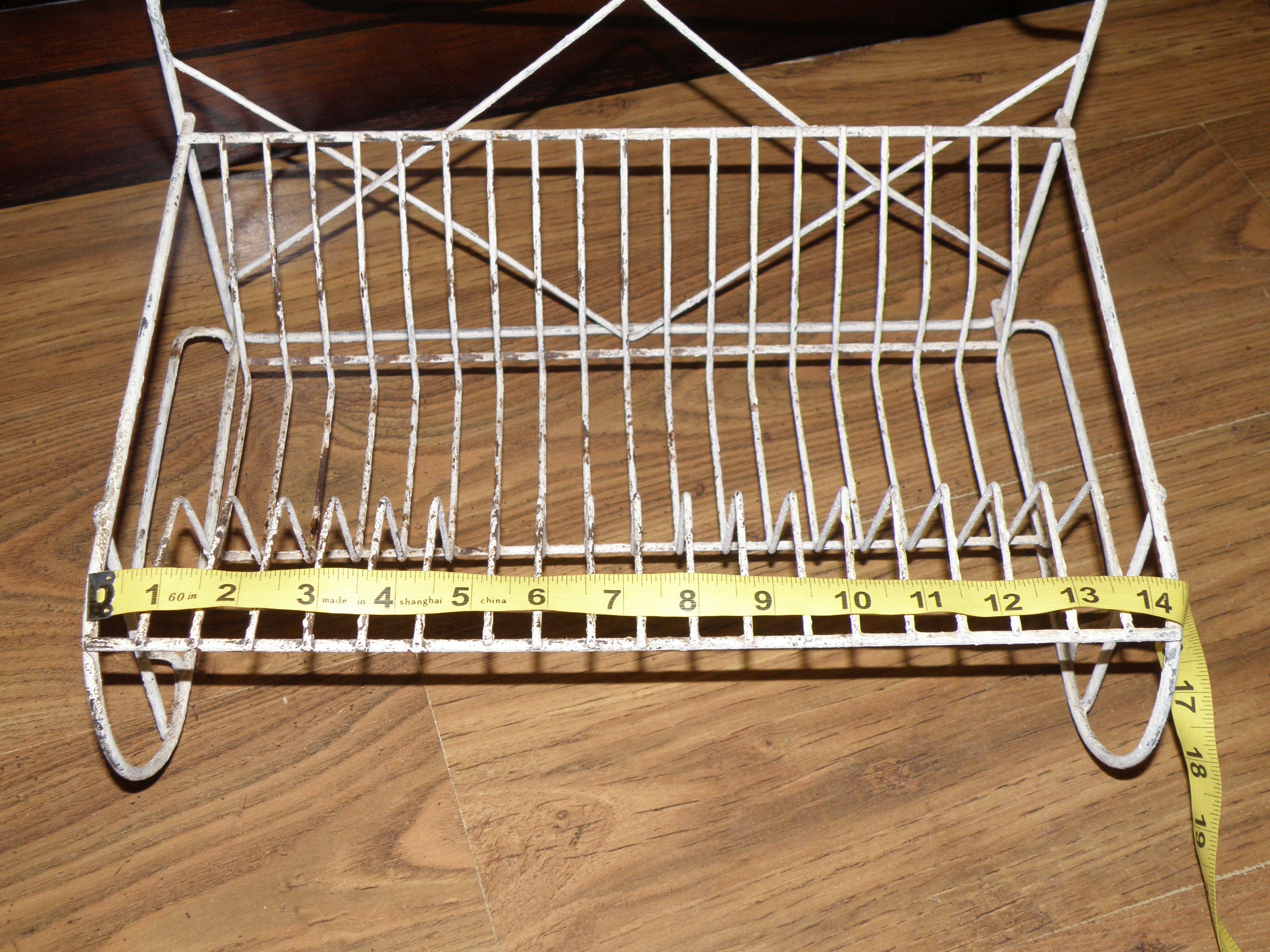 Vintage White Dish Wire Dryer Rack, Desktop or Wall Hanging Metal ...