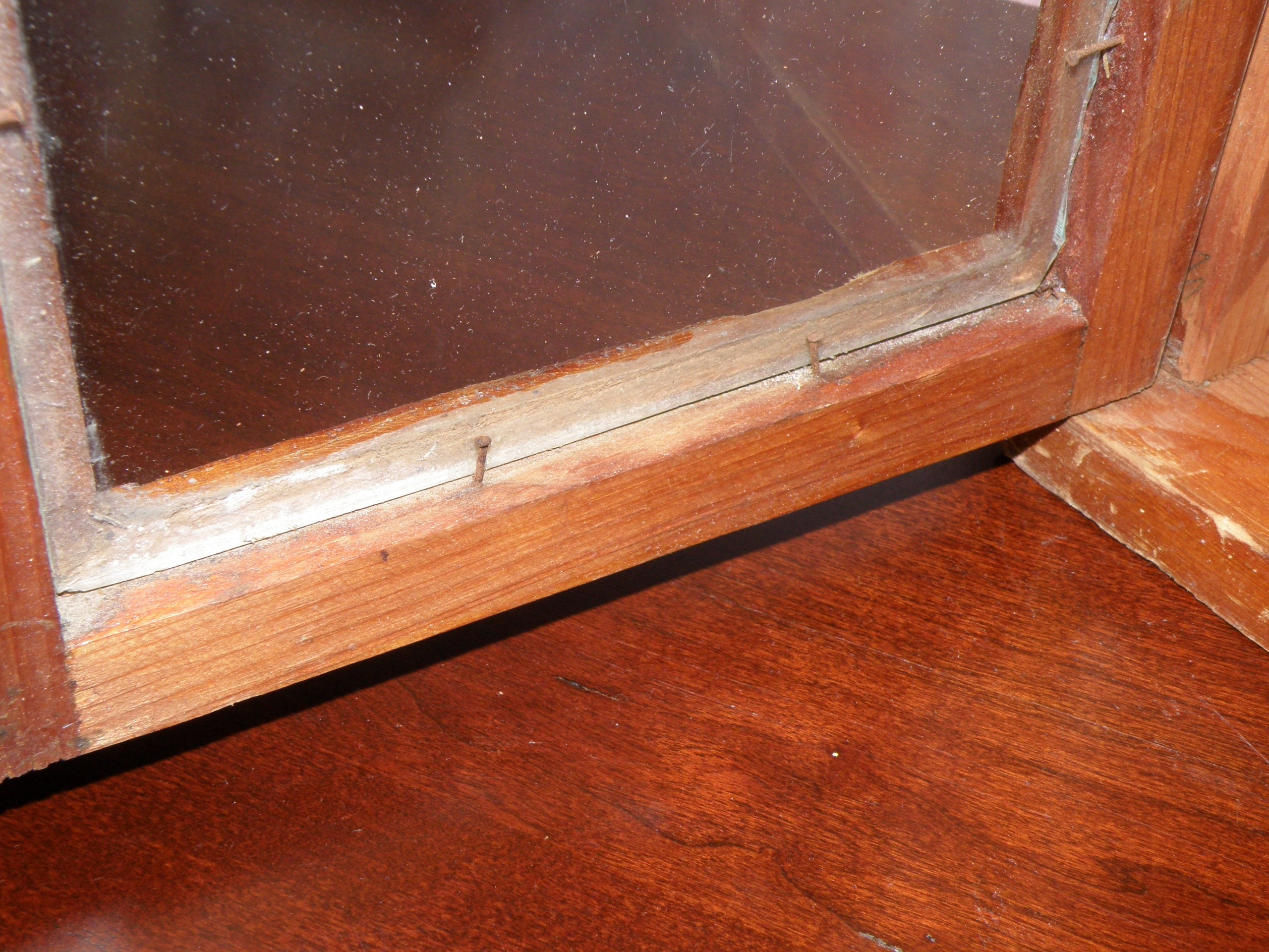 Vintage Wooden Cabinet With Glass Door 14 1/4 Height, 1950s Small
