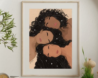 Star Sisters | Digital Modern Art Print | AAPI Women