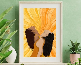 Sun Sisters || Digital Modern Art Print || AAPI Women