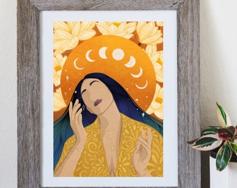 Moon Magic || Digital Modern Art Print || AAPI Women