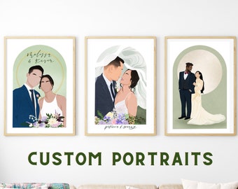 Personalized Portrait from Drawing | Faceless Modern Custom Art Gift for Weddings, Engagements, Anniversaries, Birthdays