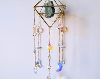 Geometric Prism Crystal Sun Catcher | Apatite, Amethyst Crystal