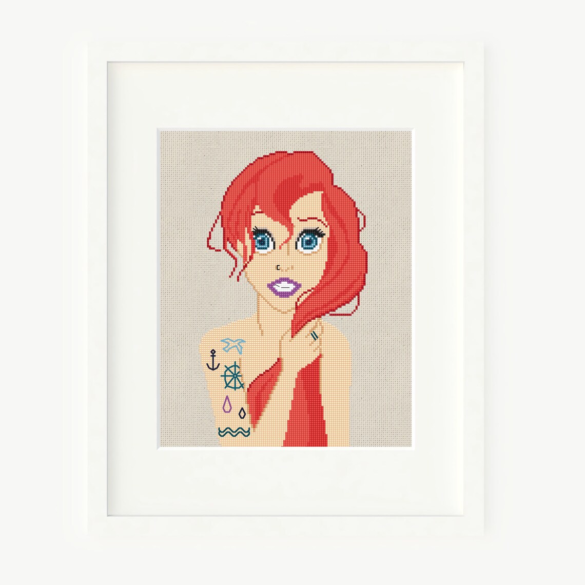 Ariel Cross Stitch Pattern Disney Princess Modern Cross Etsy