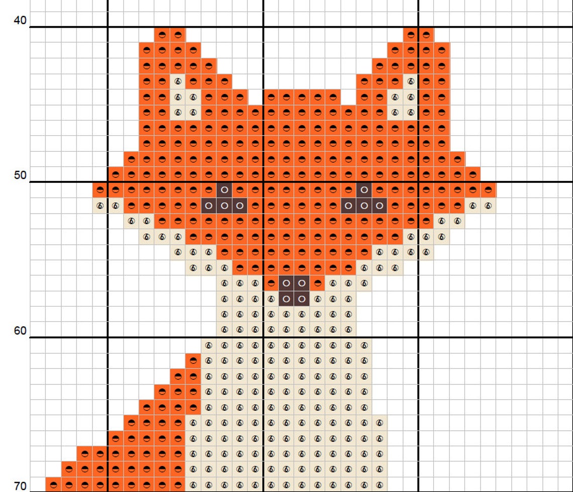 Fox Cross Stitch Pattern Modern Cute Animal Counted Easy Etsy