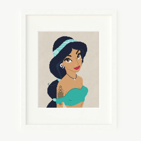 Jasmine Cross Stitch Pattern Modern Disney Princess Jasmine Etsy