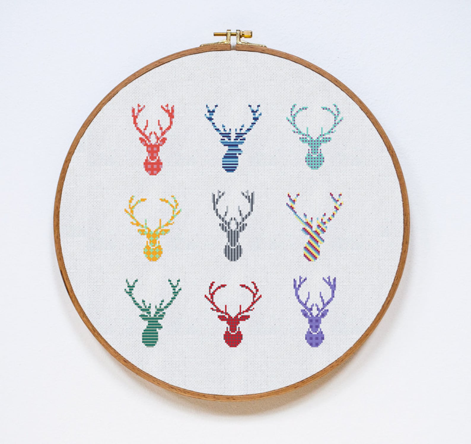 Deer Cross Stitch Pattern Horns Modern Cross Stitch Pattern Etsy