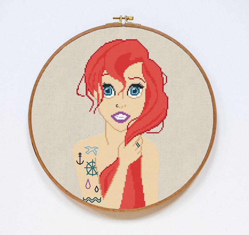 Ariel Cross Stitch Pattern Disney Princess Modern Cross Etsy