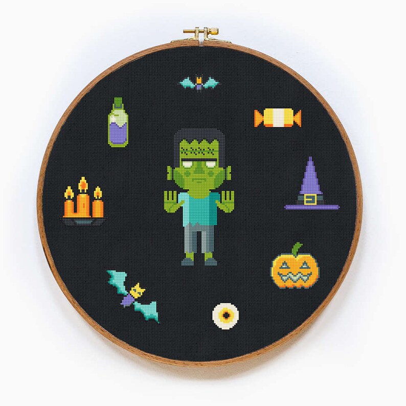 Zombie Cross Stitch Pattern Halloween Cross Stitch Pattern Etsy