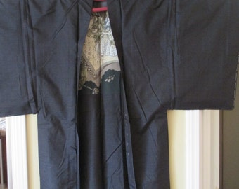 Japanese men’s Tsumugi Haori Kimono men’s Silk Jacket