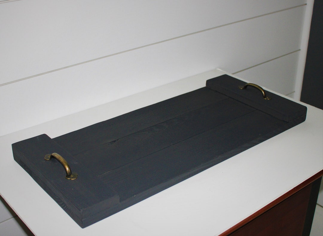 Gray Farmhouse Coffee Table Tray With Handles Coffee Tray Etsy