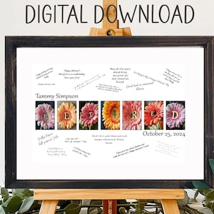 Alternative imprimable Gerbera Daisy à la retraite, fête de retraite pour femmes, livre d'or unique pour collègue, cadeau d'adieu pour patron