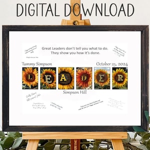 Druckbare, Führer Wertschätzung, Sonnenblume benutzerdefinierte Gästebuch Alternative, Karte für Chef, Boss's Day Geschenk für Männer, Geschenk für Snowboarder