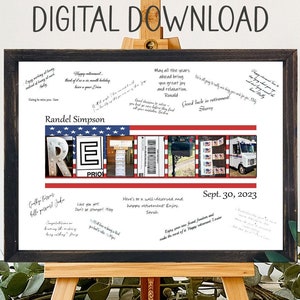 Download stampabile, alternativa al libro degli ospiti personalizzato ritirato dall'USPS, regalo per postino, pensionamento del postino, partenza, addio, arrivederci capo