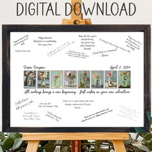 Téléchargement imprimable, alternative personnalisée au livre d'or d'adieu fleurs de pot Mason, carte de départ unique pour elle, cadeau d'adieu de départ d'un collègue