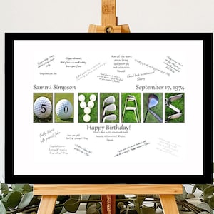 Carte d'anniversaire 50 ans de golf, livre d'or alternatif, fête d'anniversaire 50 ans, cadeau golf pour homme et femme, voeux d'anniversaire pour collègue