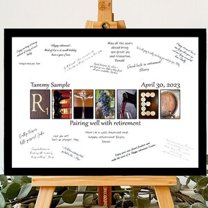 Livre d'or personnalisé pour la retraite pour amateur de vin Livre d'or alternatif pour amateur de vin, cadeau vin de retraité pour collègue, table de bienvenue pour fête