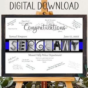 Digital Download Police Sergeant Guest Book Sign In, Thin Blue Line, Guest Book Alternative Idea, Police Party Décor, Promotion New Job