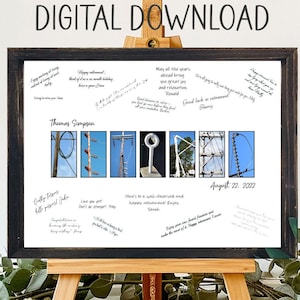 Descarga imprimible, libro de visitas personalizado con apellidos alternativos de liniero jubilado