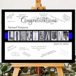 Police Officer Lieutenant Congratulations Unique Alternative Guestbook, Thin Blue Line Sign