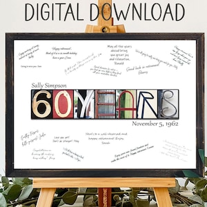 Druckbares Download 60.Geburtstag Alternatives Gästebuch