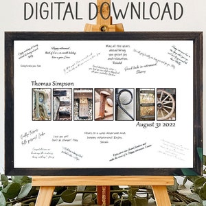 Digital Download Rustic Retirement Unique Alternative Guest Book Keepsake, Goodbye Gift Co-Worker, Farewell From Group, Personalized Gift