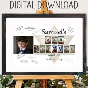 Para impressão, festa de bar mitzvah de beisebol, livro de visitas personalizado, placa de sinalização alternativa exclusiva, Mazel Tov personalizado, cartão de bar mitzvah, foto pessoal