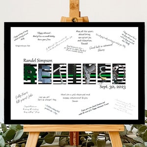 Personalized Retired Federal Agent Thin Green Line Flag Guest Book Alternative, Retiring Border Patrol, Park Ranger, Wild Life Services