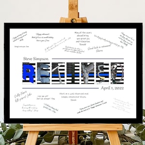 Police Officer Retirement Party Alternative Guest book, Thin Blue Line
