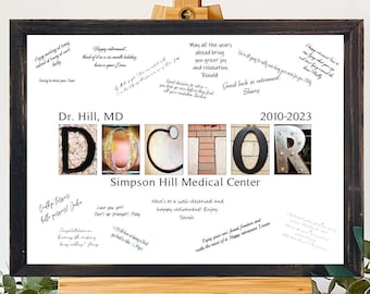 Digital Download Doctor Personalized Rustic Alternative Guest book, Thank you Card, Graduation Gift, New Job Card, Gift From Group, Good Bye