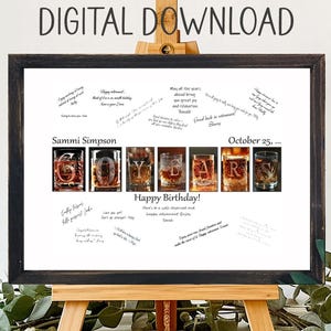 Libro de visitas alternativo para el 60.º cumpleaños de un bebedor de whisky, entusiasta del bourbon, fiesta de sesenta años.