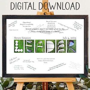 Digitale download golfleider gastenboek alternatief cadeau voor baas, leider waardering, cadeau baas, bedankkaart voor baas, leiderschap