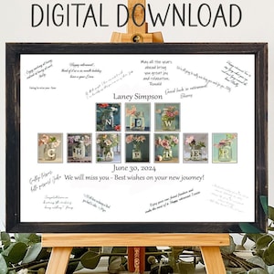 Download para impressão, letras personalizadas com o tema do frasco de pedreiro de flores do novo capítulo, livro de visitas alternativo exclusivo, cartão de felicitações exclusivo para ela