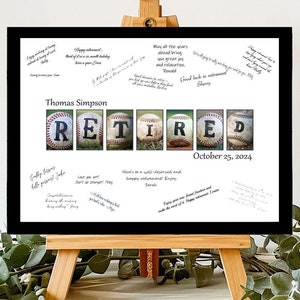 Personalized Baseball Themed Retirement Party Guest Book Alternative - Coworker Farewell - Boss Leaving Goodbye - Retired Baseball Gift